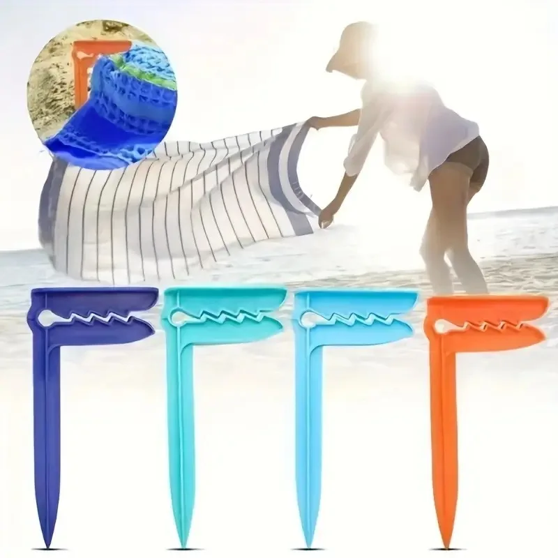 Outdoor Beach Towel Holder Beach Mat Holder Towel Holder Plastic Outdoor Picnic Mat Holder Windproof Tent Holder Camping Tools