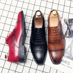 Handmade Fashion Mens Brogue Luxury Big Size 47 Wedding Party Leather Business Oxfords Dress Casual Formal Shoes Loafers for Men