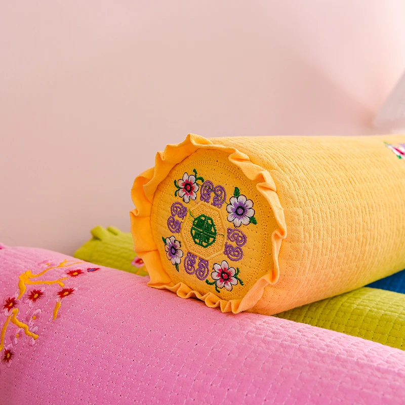 Almohada cilíndrica de cáscara de semilla de cáñamo para ayu a dormir, soporte para el cuello, mejor sueño, almohada recta...