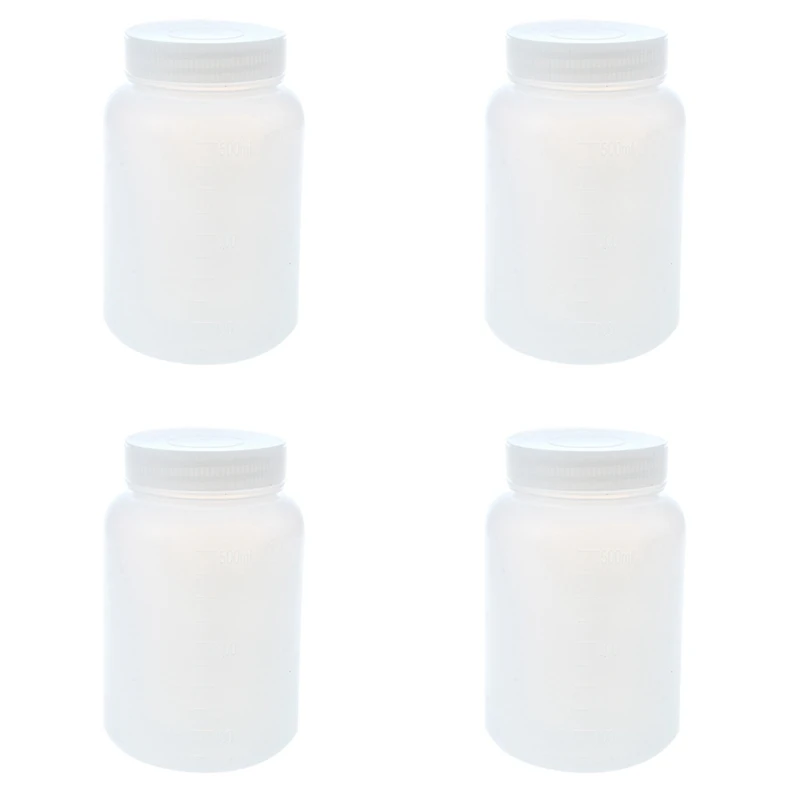 4X Laboratory Chemical Storage Case White Plastic Widemouth Bottle 500ML