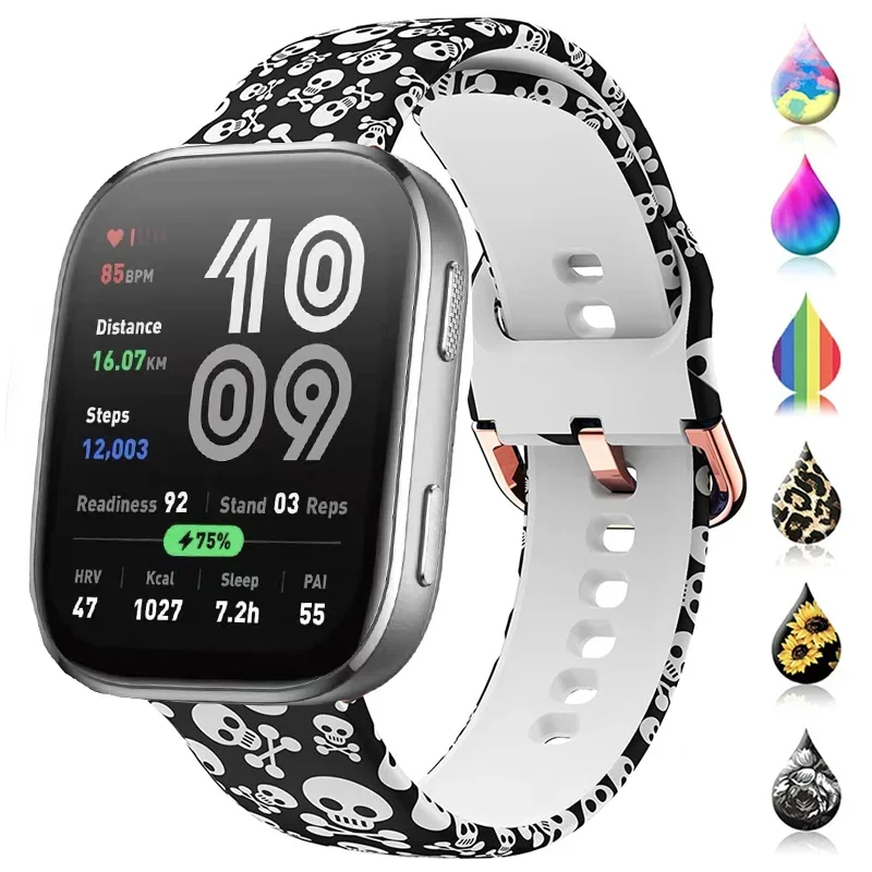 Printed Strap For Amazfit GTS 2/4/3/GTS 2/4 Mini/GTR 4/2/2e 20mm/22mm Watch Silicone Sport Bracelet Amazfit bip 6 5 3/u pro band
