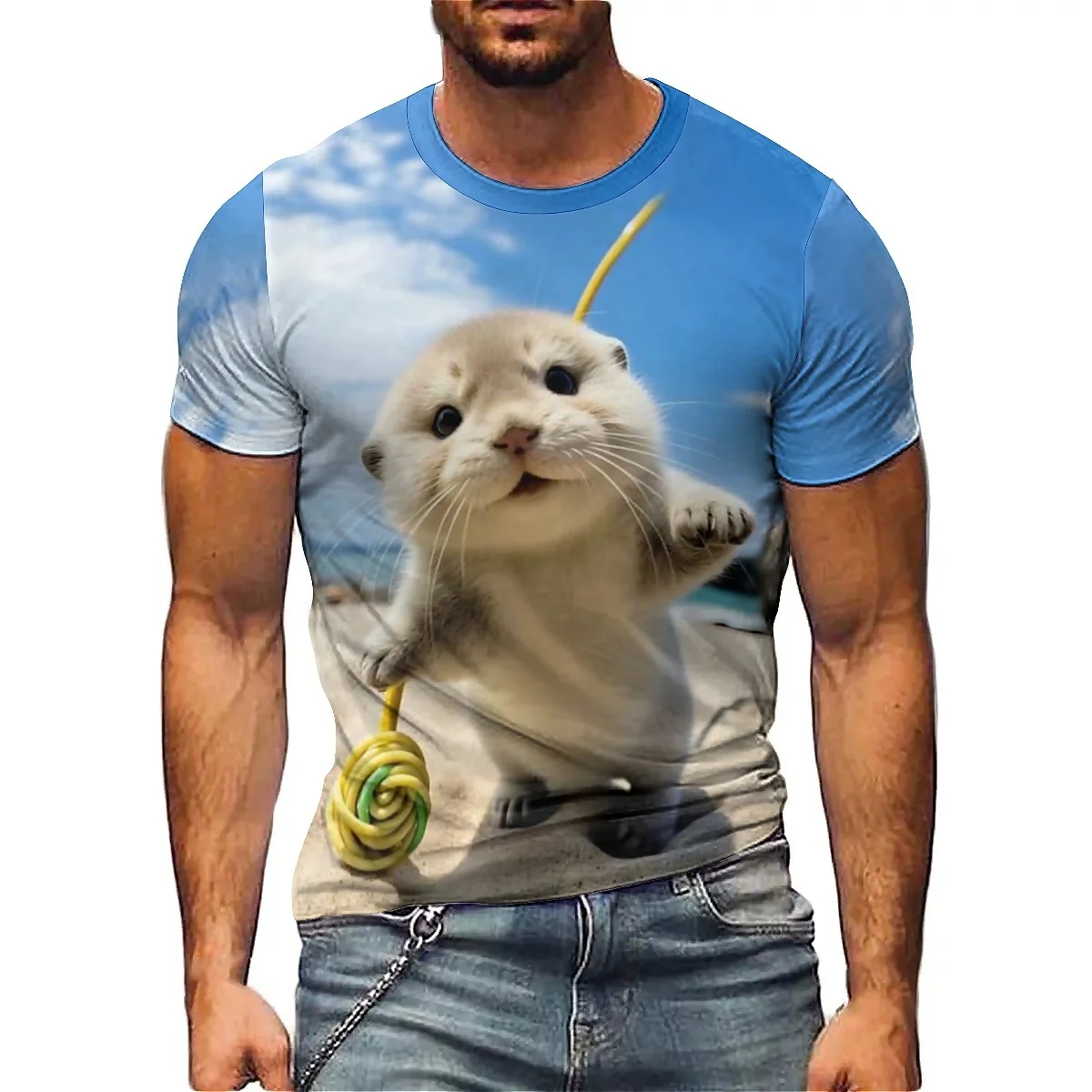 Family Gathering Vintage Design Men's 3D Printed Short-Sleeve T-Shirt - Silky Student Men's Top