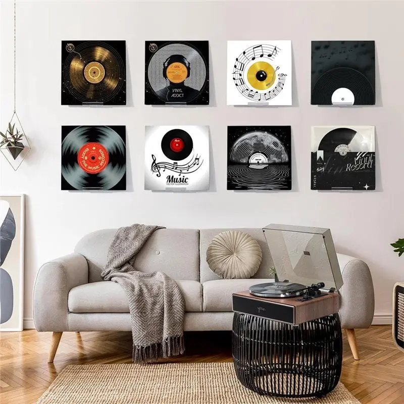 Ingenious-6 Pack Vinyl Record Holder Wall Mount No Drill Self Adhesive Acrylic Record Shelf Display Racks For LP Album Covers CD