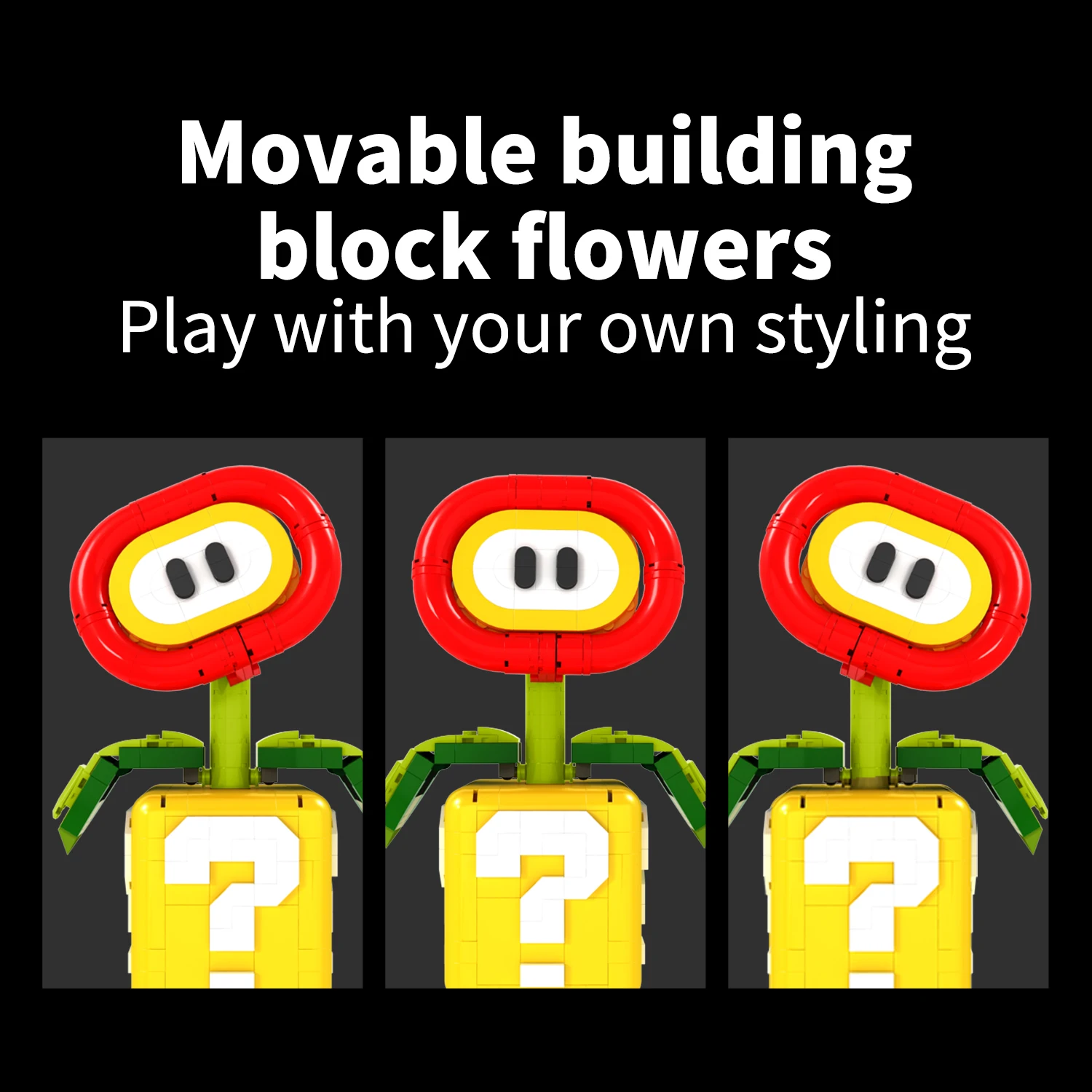 Cartoon Game Question Box Flower Building Blocks Set Retro Game Character MOC Bricks Model Toy Desktop Ornament Collectible Gift view 3