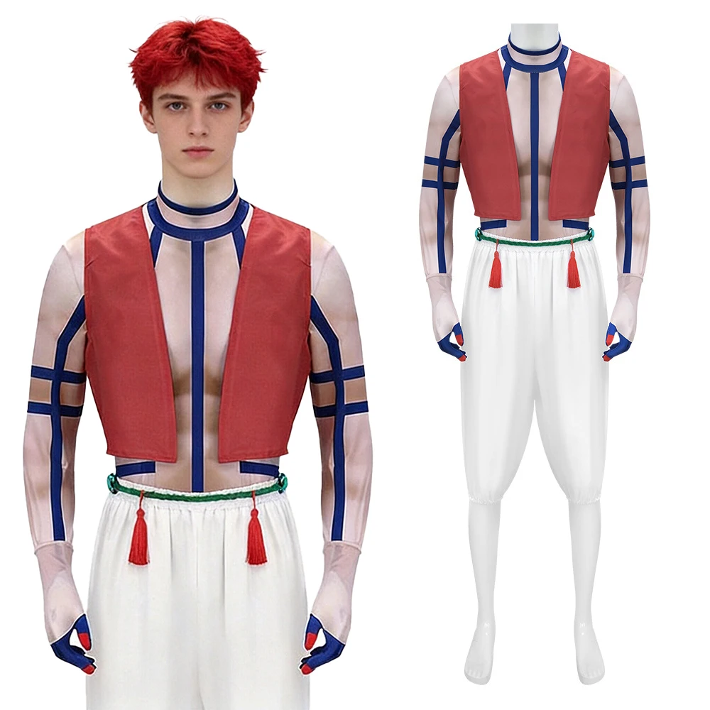 

Men's Japanese Anime Cosplay Costume Set Traditional-Style 5-Piece Cosplay Vest Top Pant Comic Con Carnival and Halloween Outfit