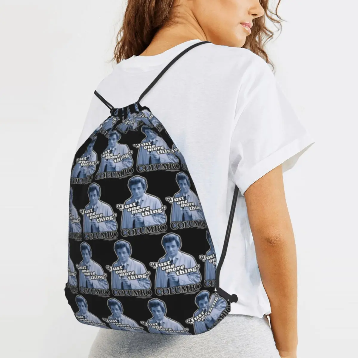 

Columbo Just One More Thing Man No Way Home Backpacks Casual Drawstring Bags Sports Bag Book Bags for Man Woman School
