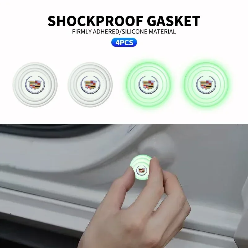 1/2/4Pcs Luminous Car Door Silent Gasket Shock-absorbing Car Stickers for Cadillac Seville XT4 CT4 CT5 ATS SLR STS EXT CTS