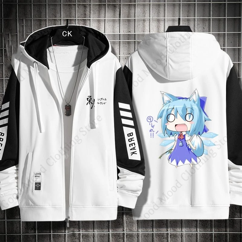 Touhou Project Zipper Hoodie Cirno Merch Anime Cartoon Print Hoodies Men Women Autumn Thin Hoodie Casual Zip Up Sweatshirt