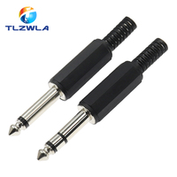 5PCS 6.35 Stereo 3 Pole / Mono 2Pole Plug 6.35mm Amplifier Microphone Plug 6.35mm jack Plug 6.5mm Audio Connector
