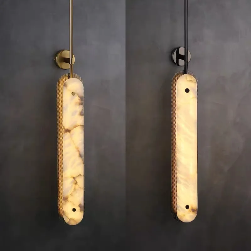 

Custom Natural Marble Modern Simple Luxury Living Room Background Bedroom Lamp Long Strip Wall Lamp for Hotel Projects