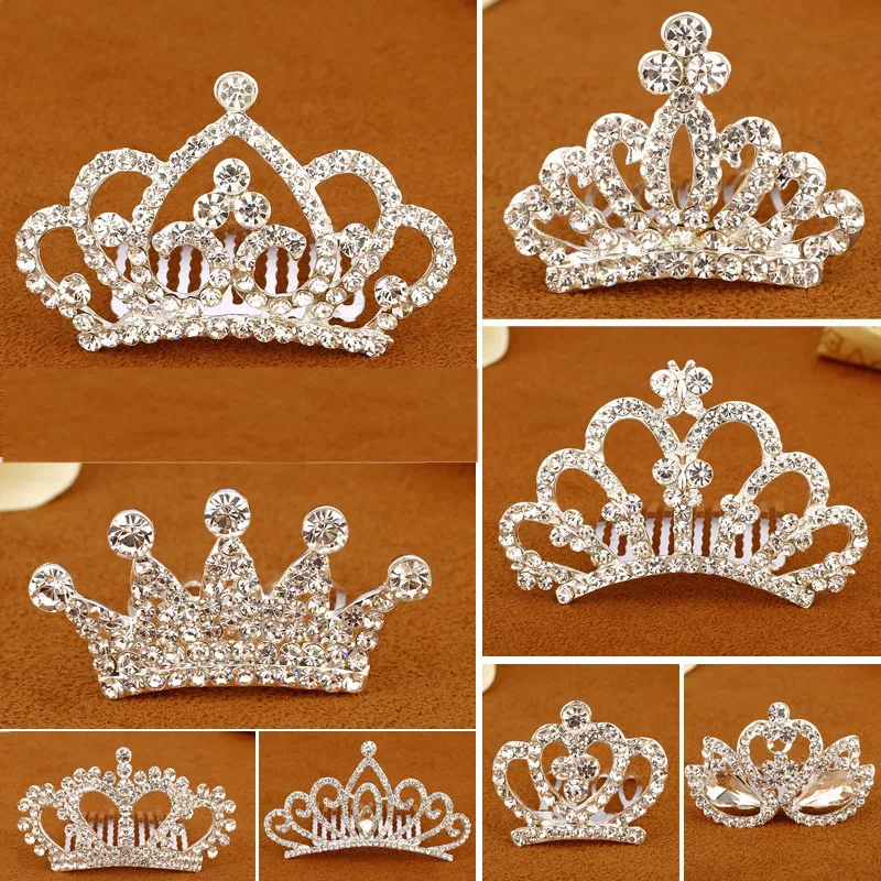 Children Mini Crowns Hair Comb Crystal Bridal Princess Women Girl Rhinestone Pearl Hairpin Wedding Bridal Tiara Hair Accessories