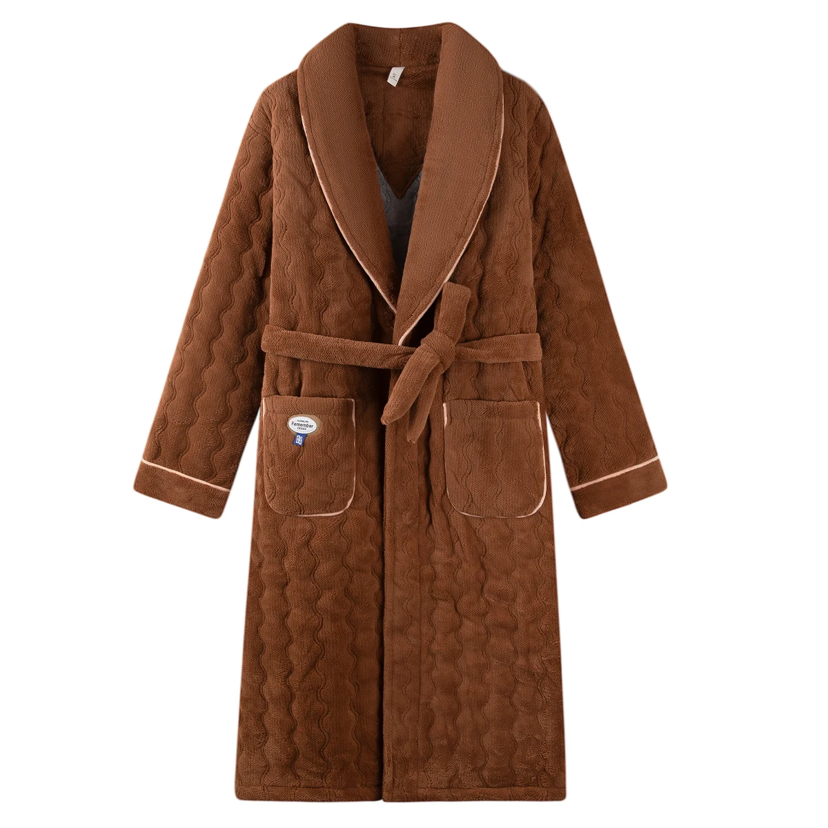 Men Bath Robe 3 Layer Clip Cotton Bathrobe Male Dressing Gown Pijamas Hombre
