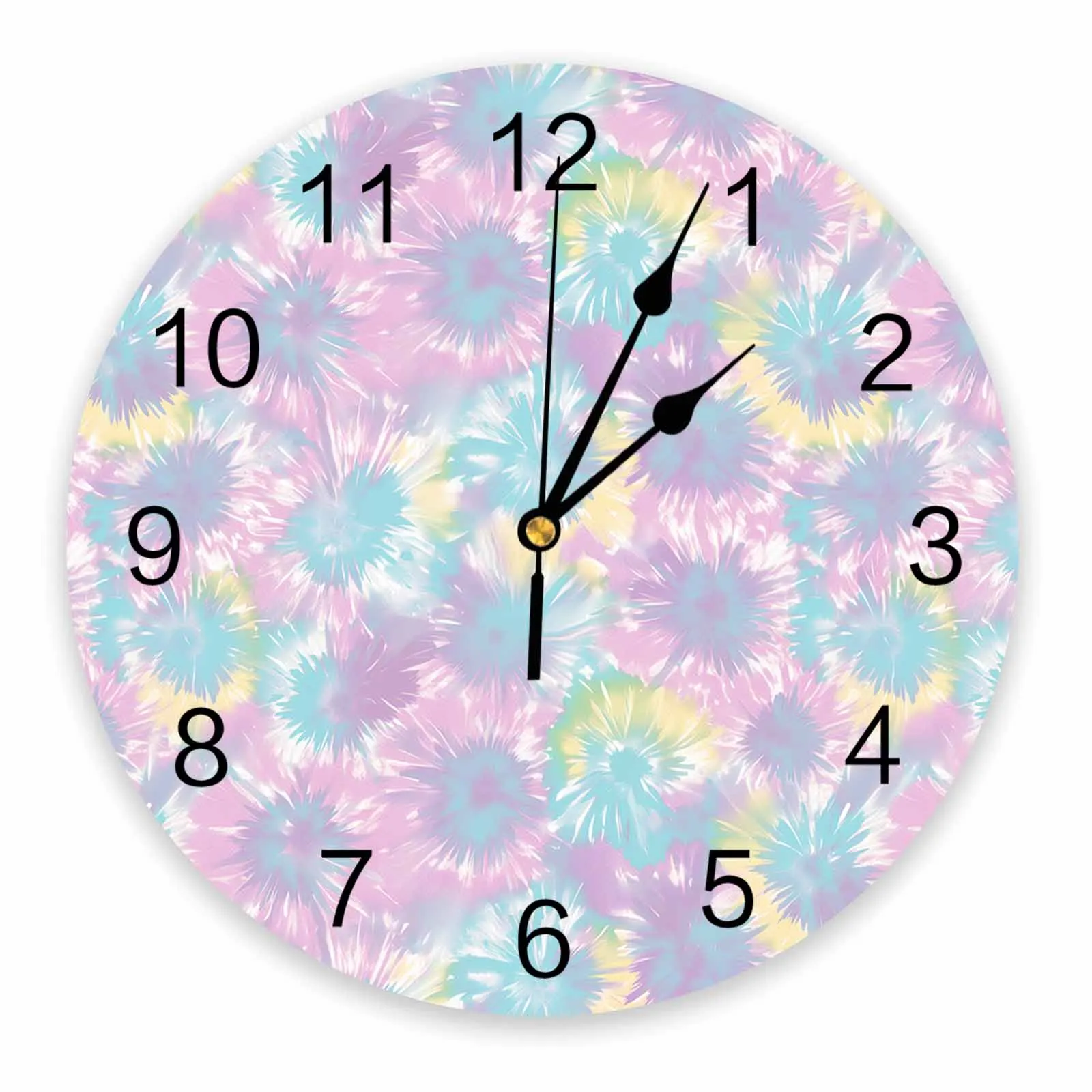 Tie Dyeing Ethnic Style Abstract Art Watercolor Printed Wall Clock Modern Silent Clock Living Room Home Decor Wall Hanging Watch