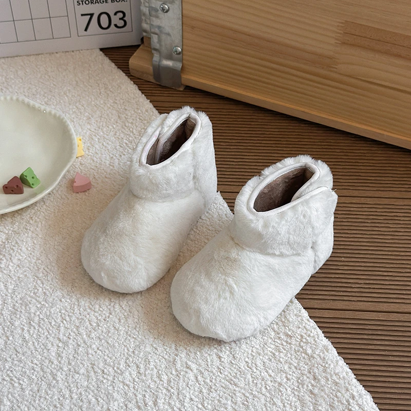 Baby Girls Boys Snow Boots Autumn Winter Children Warm Plush Ankle Boots Student Soft Sole Anti-slip Toddler Kids Outdoor Shoes