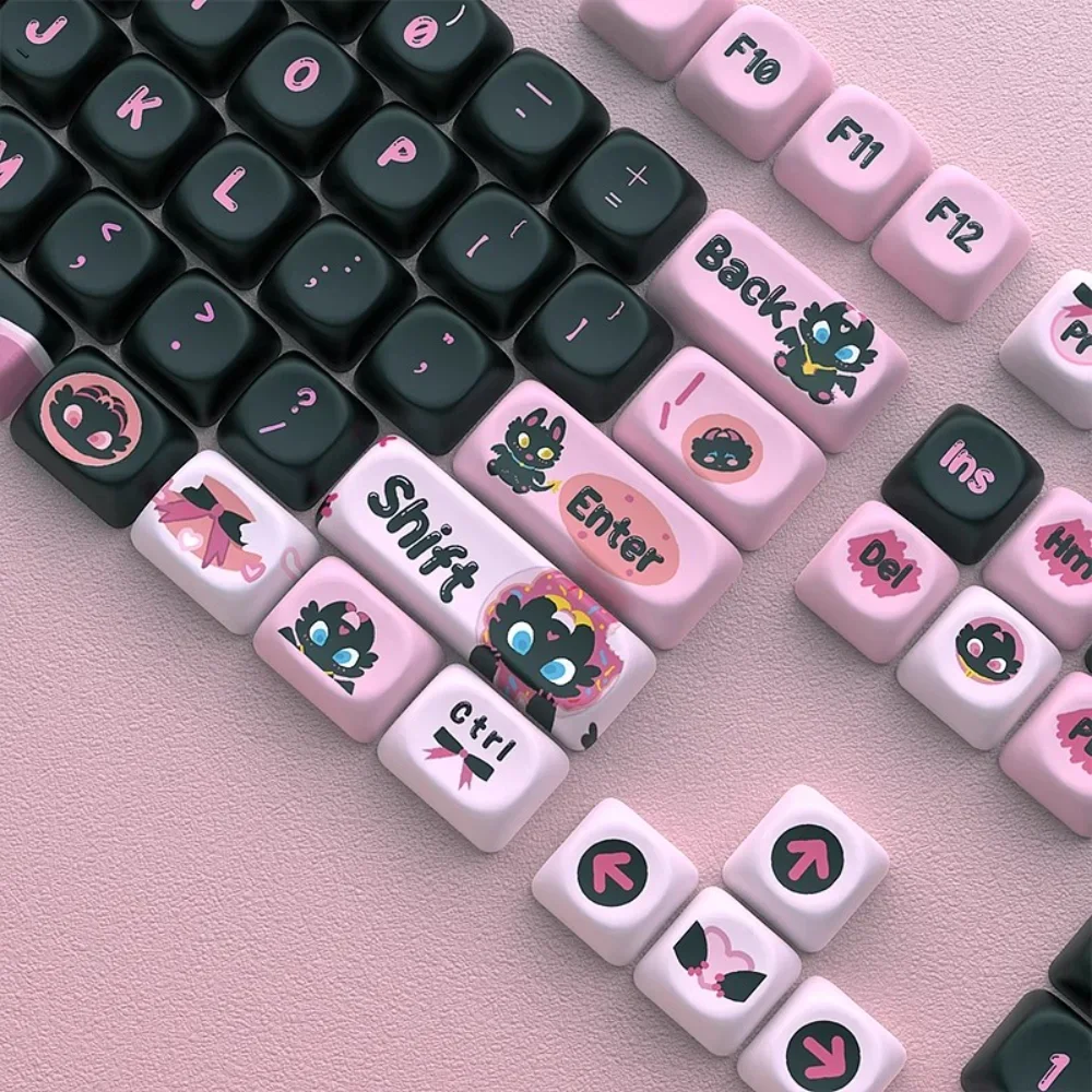

Набор колпачков Little Black Dragon PBT, милый персонализированный MOA Cherry для игровой механической клавиатуры 60/64/84/98/108, переключатель MX