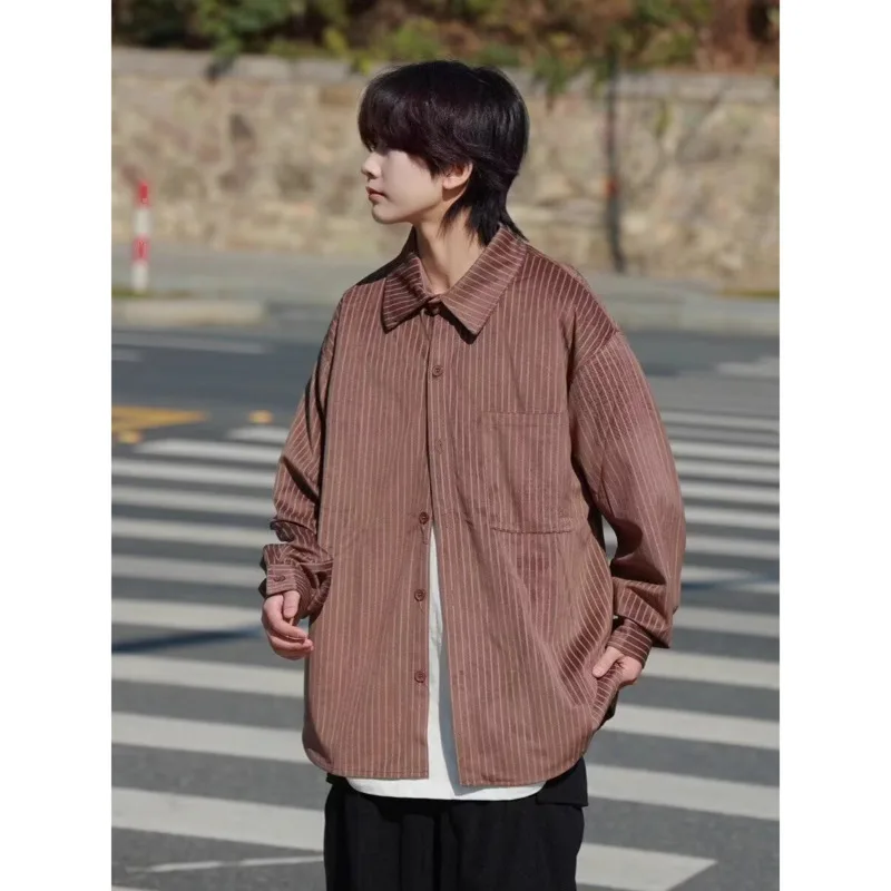 Mens Corduroy Overshirt Long Sleeve Relaxed Fit High Street Trendy Layered Look Autumn Winter Cotton Blend Warm Loungewear Top