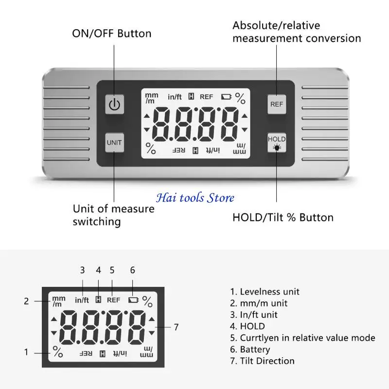 X37E Stable Digital Protractor with Absolute & Relative Measurement Leveling Tool