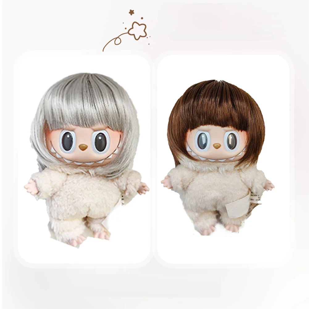 Moda peruca de cabelo curto margarida roupas de banho cor combinar colar de pérolas para 17cm labubu bonito diy boneca outfit acessórios
