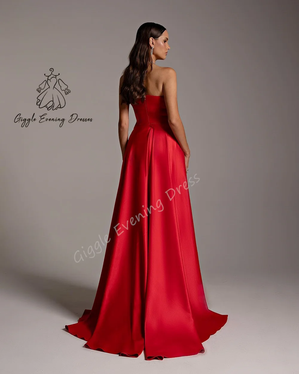 Giggle Evening Dress Satin Straight Sexy Strapless Fashion Tiered Ruched elegant Formal Saudi evening gala dress for women 2024