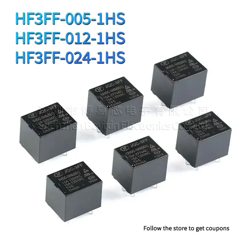 HF3FF-005-1HS HF3FF-012-1HS HF3FF-024-1HS Original Hongfa relay 1 set normally open 10A 4 pins