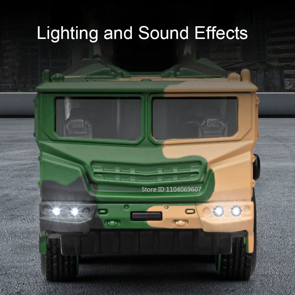 1:50 Dongfeng 17 Missile Launch Toy Car Models Alloy Diecast Sound Light Simulation Military Engineering Vehicle Gifts for Boys