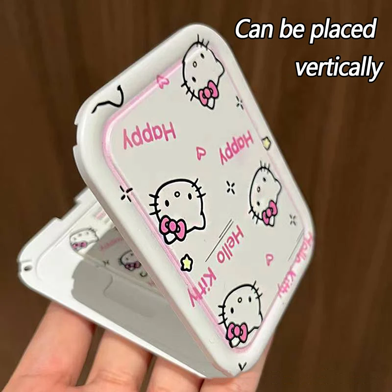 Hello Kitty Sanrio Makeup Mirror Kawaii Cartoon Anime Cute Student Portable Mirror Comb Set Toys for Girls Christmas Gifts