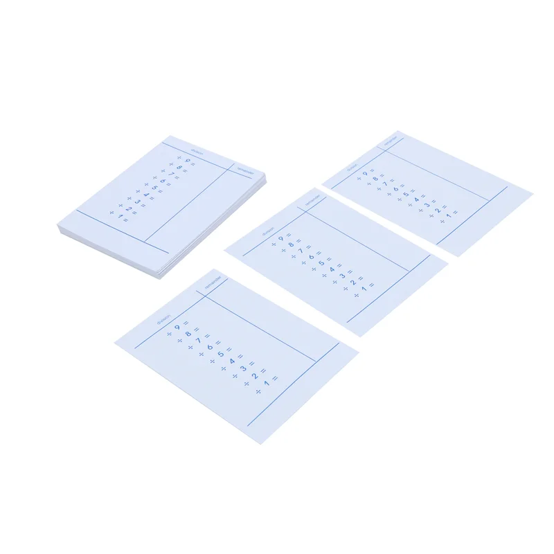 Tablero de cuentas de división Montessori con mesas de papel, materiales matemáticos CASA, juego educativo, juguetes de aprendizaje de matemáticas, material didáctico