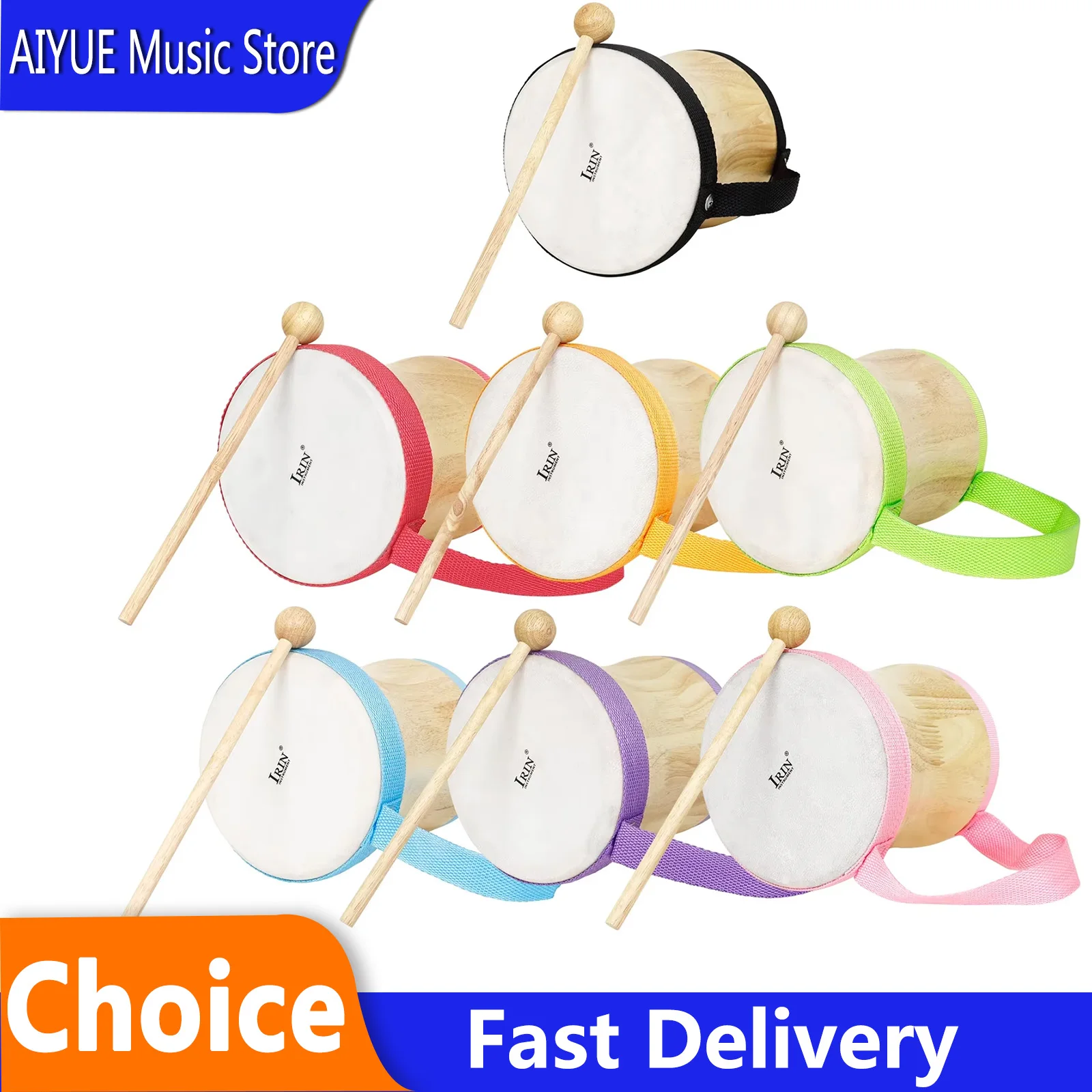 IRIN Indian Drum Wooden Sheepskin Hand Drum Indian Drummer Orff Gifts Percussion Instrument Preschool Drum Teaching Drums