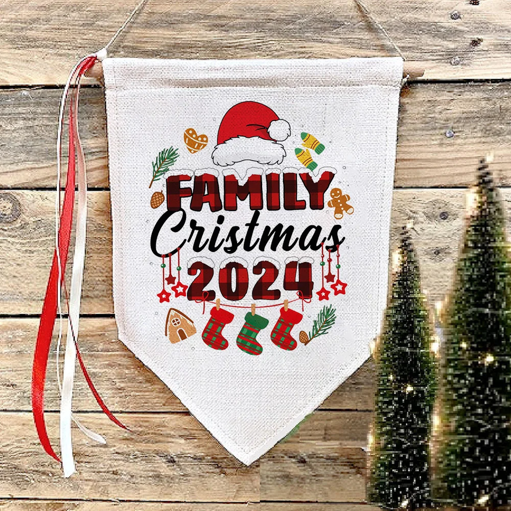 family christmas 2024 Hanging Flag Pennant Flag making memories together christmas eve party Fireplace Mantle xmas wall Decor