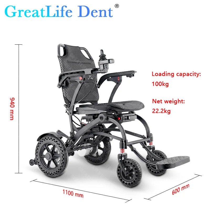 

Электрическая инвалидная коляска GreatLife Dent 10AH, автоматическая складная портативная коляска для пожилых людей, многофункциональный скутер с литиевой батареей для инвалидов