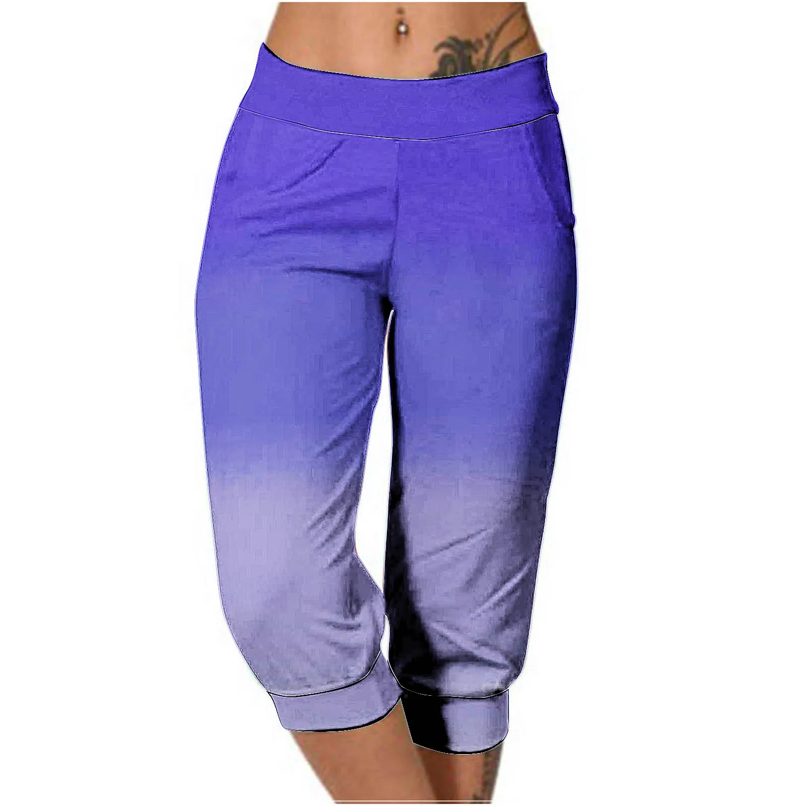 

Ladies New Pants Fashion Gradient Color Pocket Pencil Calf-length Simple Style Pantalones Commuting Slim Homewear Female Spring