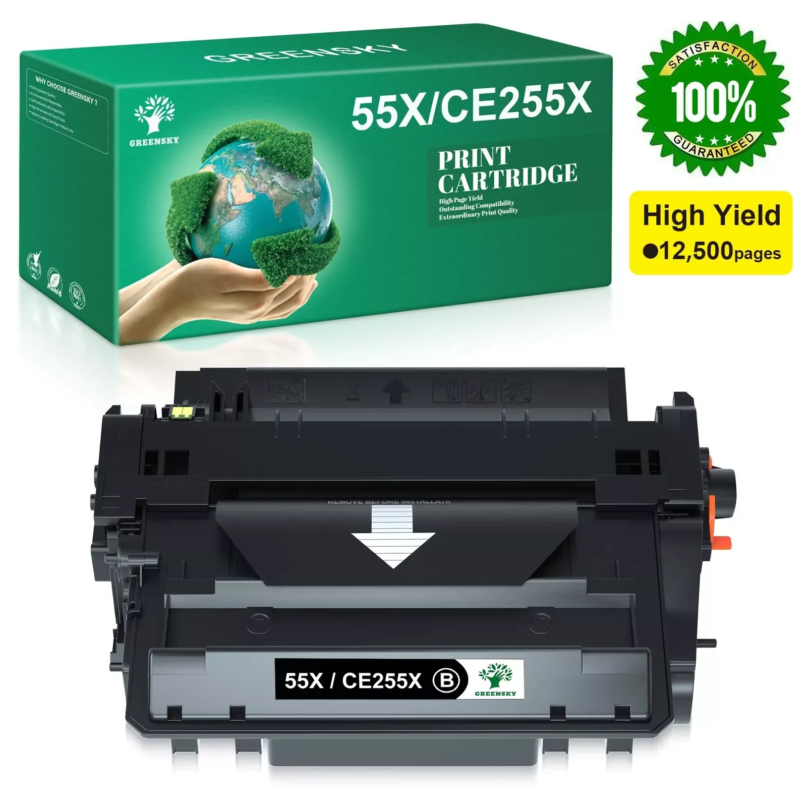 1PK CE255X Toner Cartridge for HP LaserJet Enterprise P3015x P3016 MFP M525f