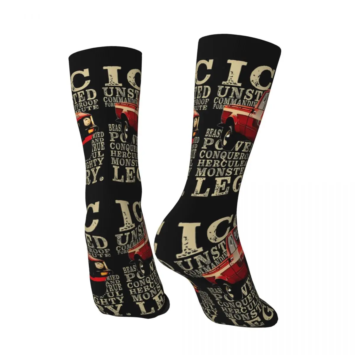 Funny Crazy Sock for Men Vintage Pickup Truck Words Hip Hop Harajuku Vintage Truck Happy Quality Pattern Printed Boys Crew Sock