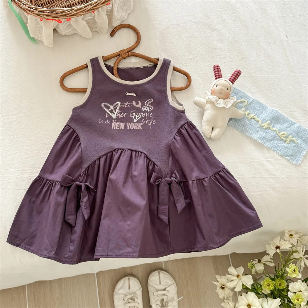 

Girls Vest Dresses Summer 2025 Children Fashion Cotton Dress For Baby Princess Clothes Kids Sleeveless Cute Outfits Costume 6 7Y