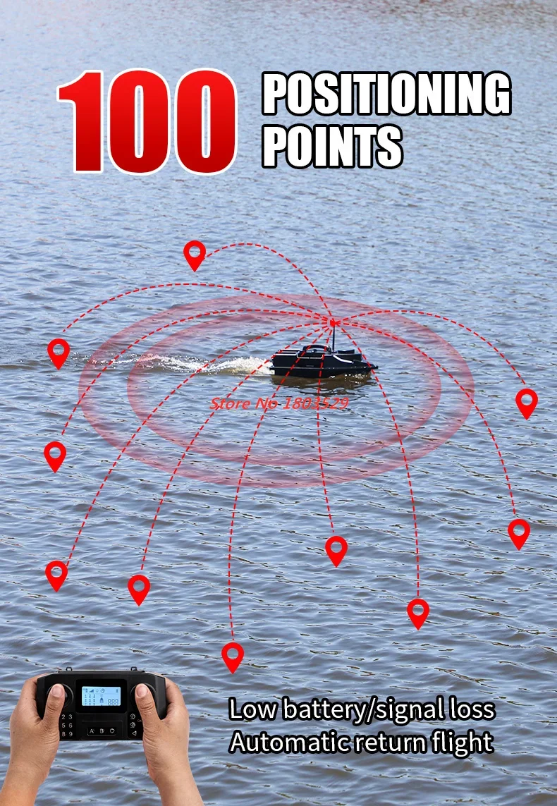 4PCS Hopper 100 Position Point GPS Fishing Bait Boat Intelligent Cruise 7 Colorful light Remote Control Bait Boat 4 Bait Tank To