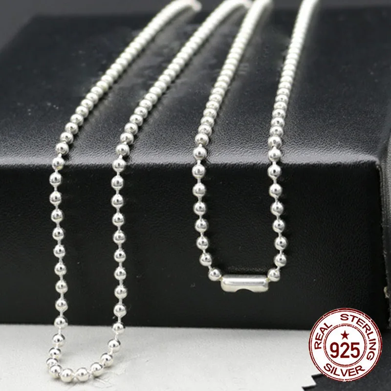 S925 sterling silver necklace  Round bead silver chain  Coarse sterling silver sweater chain with versatile bead chain