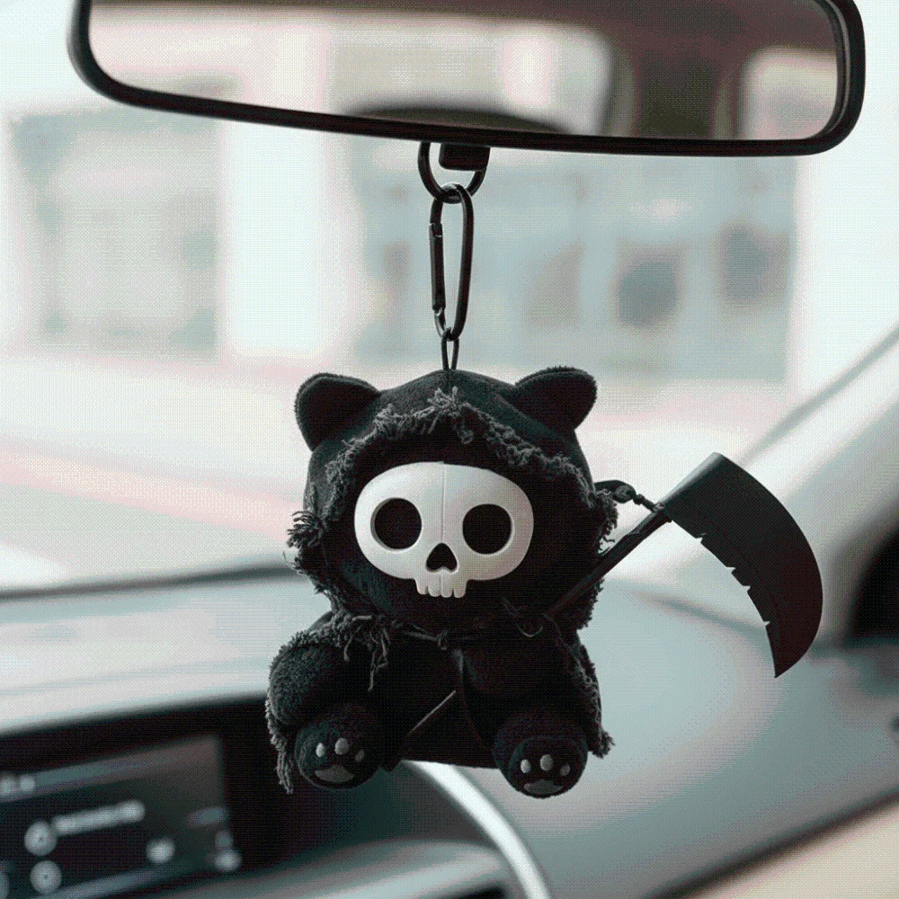 Ghost Cat Ornament Stuffed Reaper Cat Plushies Black Soft Gothic Skull Durable Spooky Skeleton Kitten Gifts