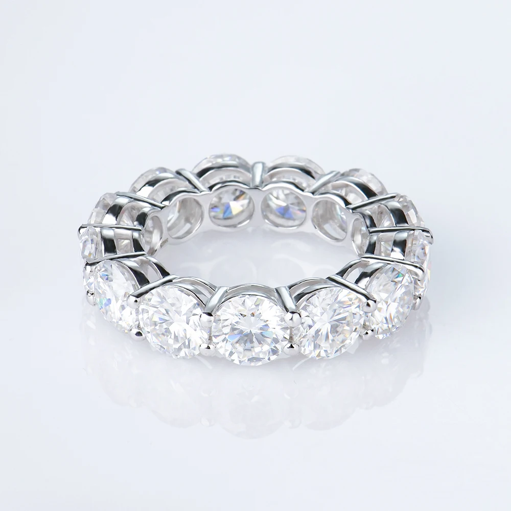 

Fine Jewelry Moissanite Tennis Rings 925 Sterling Silver VVS1 DEF Color Round Shape Moissanite Rings Hip Hop Jewelry