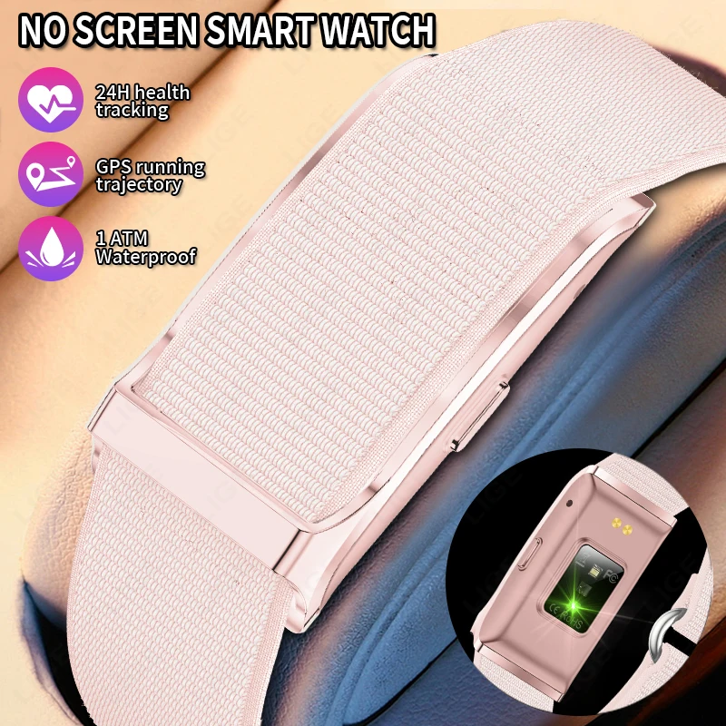 LIGE Screenless Smart Bracelet Women Heart Rate Blood Oxygen Monitor GPS Running Trajectory Pedometer Call Reminder Sports Band