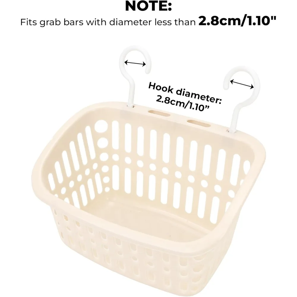 hanging shower caddy organizer with hooks 8.6x4.7 inch – mini rectangle plastic baskets and storage bins with drain holes for dr