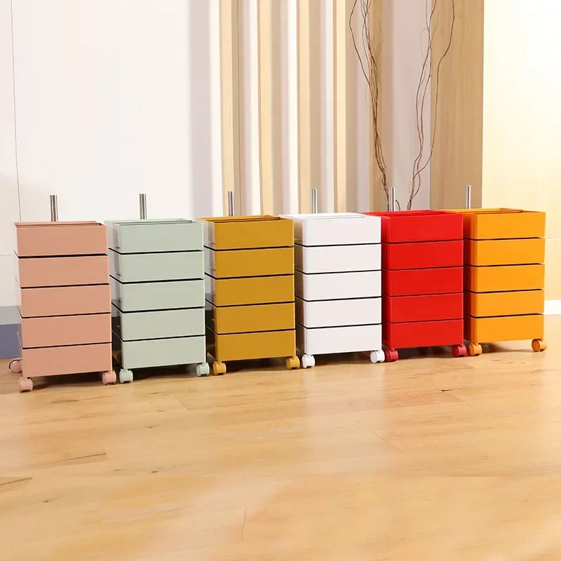 360 Rotating Cabinet Movable Bedside Table Sofa Side Cabinet Locker Simple Drawer Cosmetics Storage Cabinet