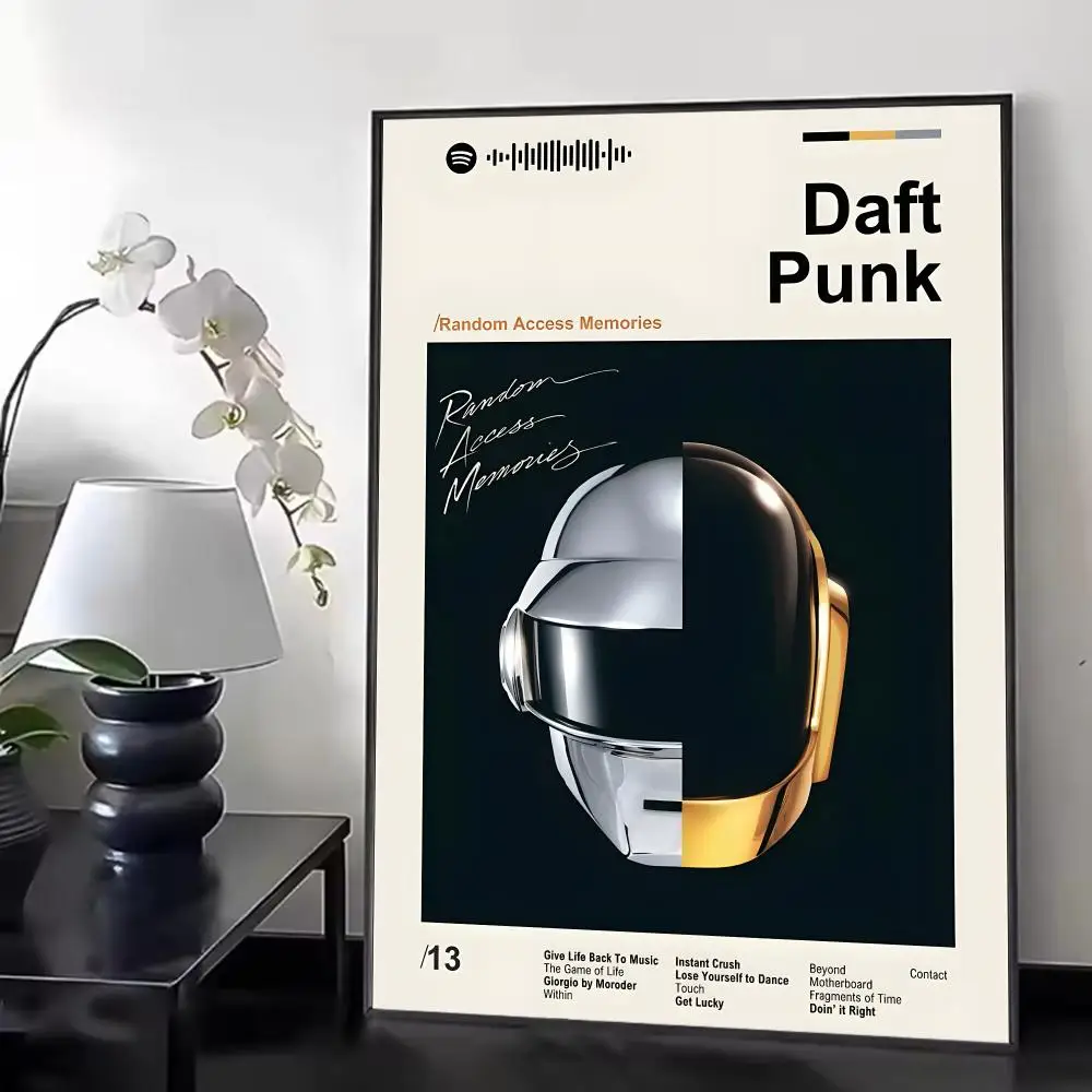 Electronic Band D-daft Punk Poster Chic Aesthetic Self-Stick Wall Poster Bedroom & Dorm Room Decor