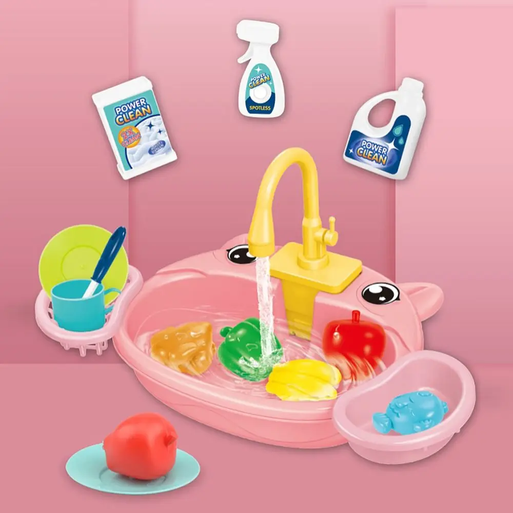 Zabawny plastikowy zestaw zlewu kuchennego z cyrkulacją wody, interaktywna elektryczna zmywarka, edukacyjna zabawa w udawanie kuchni.