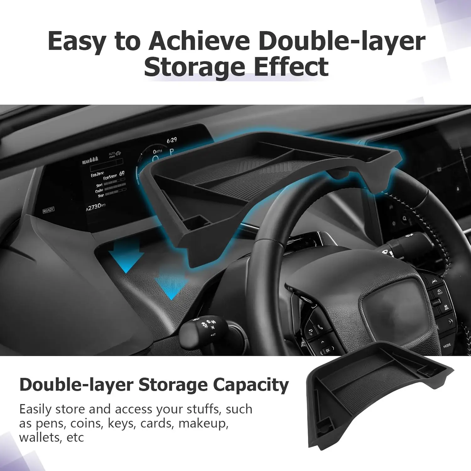 

For Prius 2023-2026 Dashboard Storage Tray For Prius Accessories 2025 Center Console Box Dash Tray Silicone