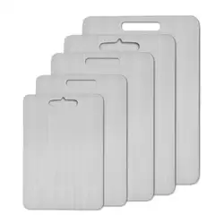 Tablas de cortar de titanio para cocina, tabla de cortar portátil de acero inoxidable, tabla de cortar de doble cara de calidad alimentaria, cocina al aire libre