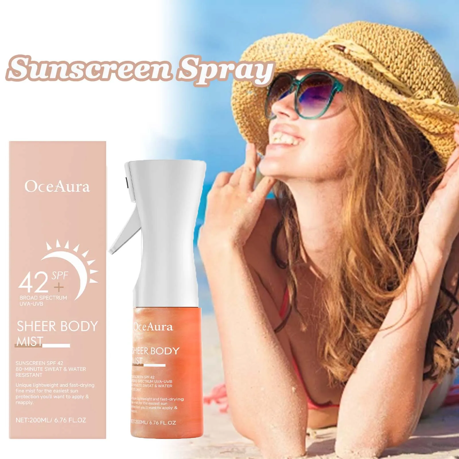 Facial Sunscreen Spray Strong Moisturizing UV Defense Long Lasting Sun Block Refreshing Not Sticky Isolation Body Sunblock Cream