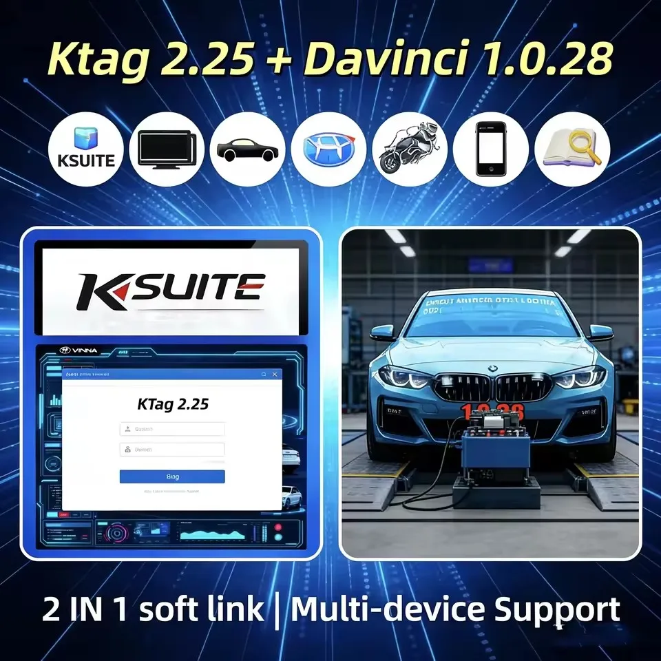 2026 Hot Sale New Ktag 2.25 & Ksuite 2.80 Software for KESS V2 & V5.017 – RSA Error Fix, Unlock Tool for Car Truck Bike Tractor