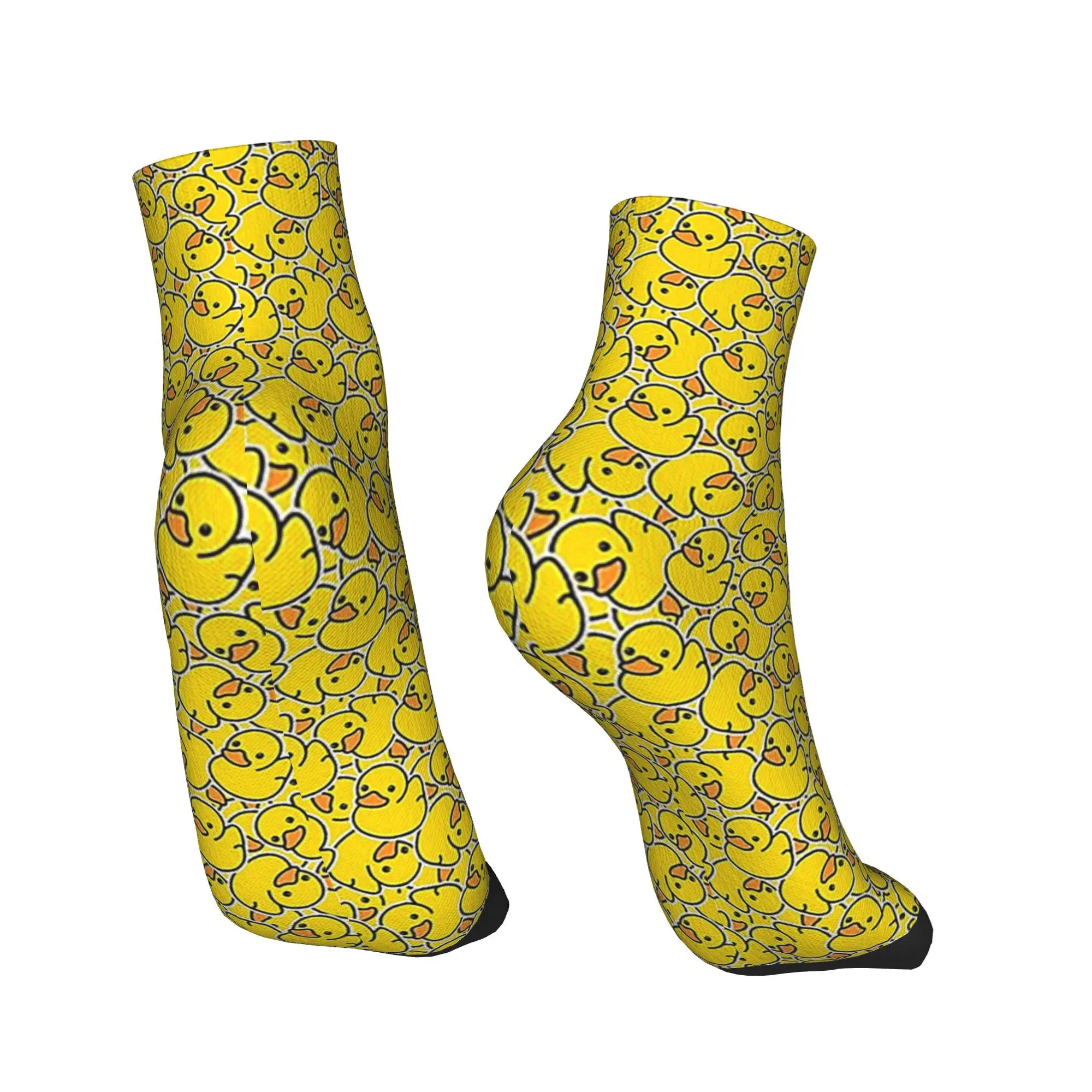 Todas as estações amarelo clássico borracha pato meias harajuku suor absorvente tripulação meias engraçadas para homens mulheres presentes de natal