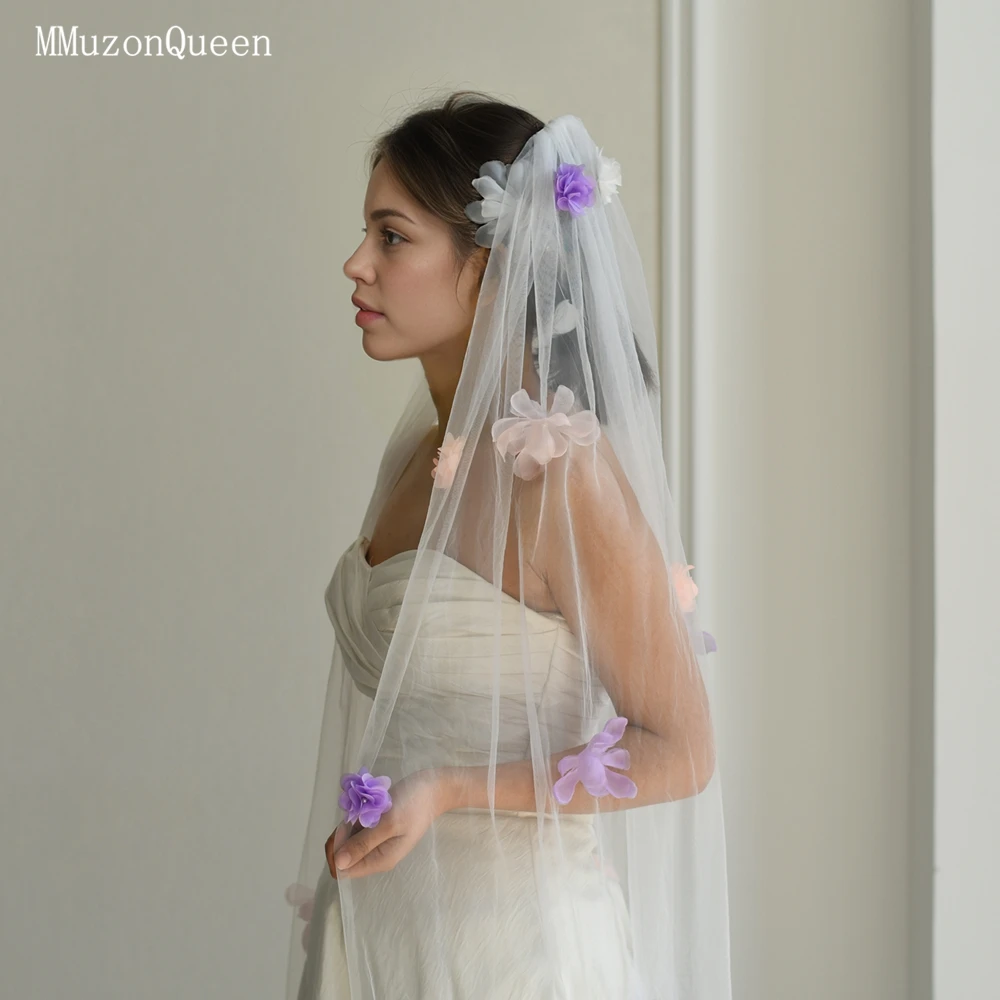 

TOPQUEEN Весеннее свадебное платье невесты с ярким цветочным узором «рыбий хвост» в тон, длинная свадебная фата, свадебные персонализированные товары M159