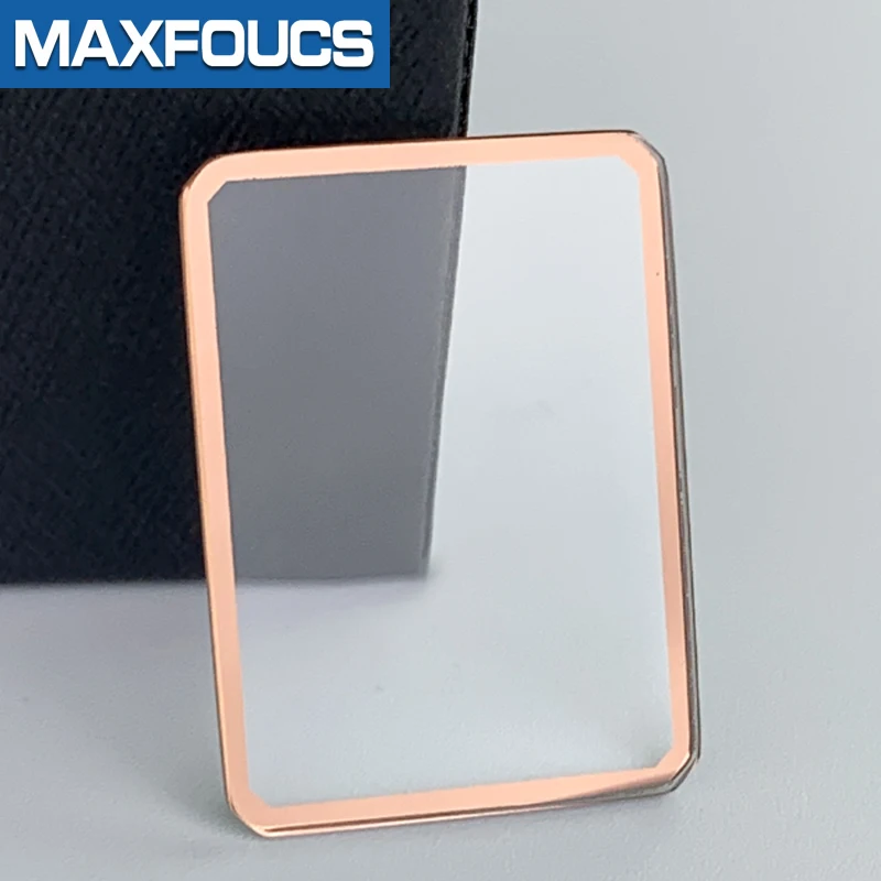 Quadratisches Mineral-Uhrenglas für LOLA 24x17,5/17x16mm, transparent mit roségoldenem Rand, Ersatzteile für die Uhrenoberfläche – Detail 3